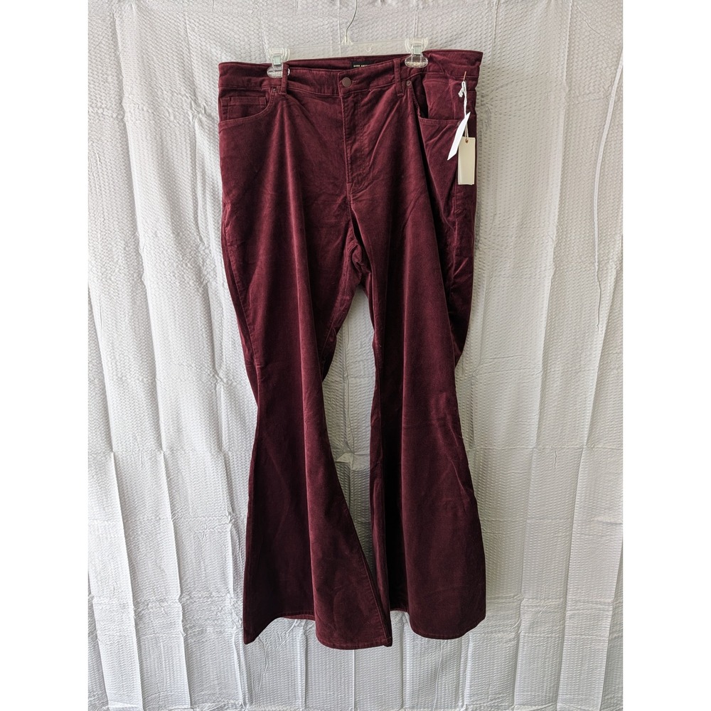 Good American Good Flare Velvet Pants Oxblood Burgundy Size 18 GWSFL201T NEW